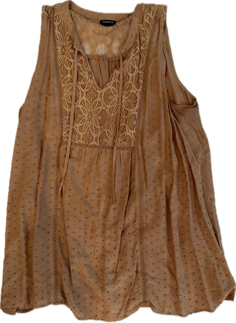 Torrid Rust Crinkle Gauze Sleeveless Clip Dot Texture Top
